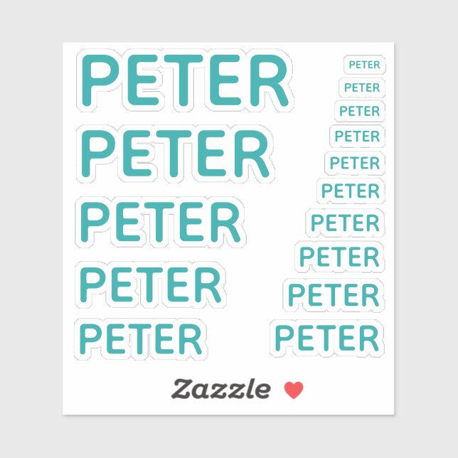 Sticker Nom personnalisé Turquoise 15 tailles simples (Feuille)