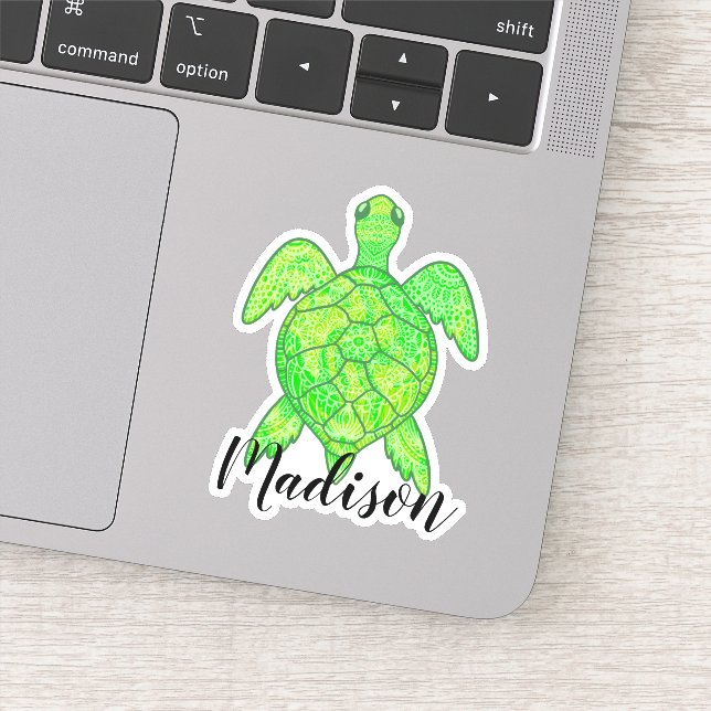 Sticker Nom personnalisé Zen Mandala Turtle (Détail)