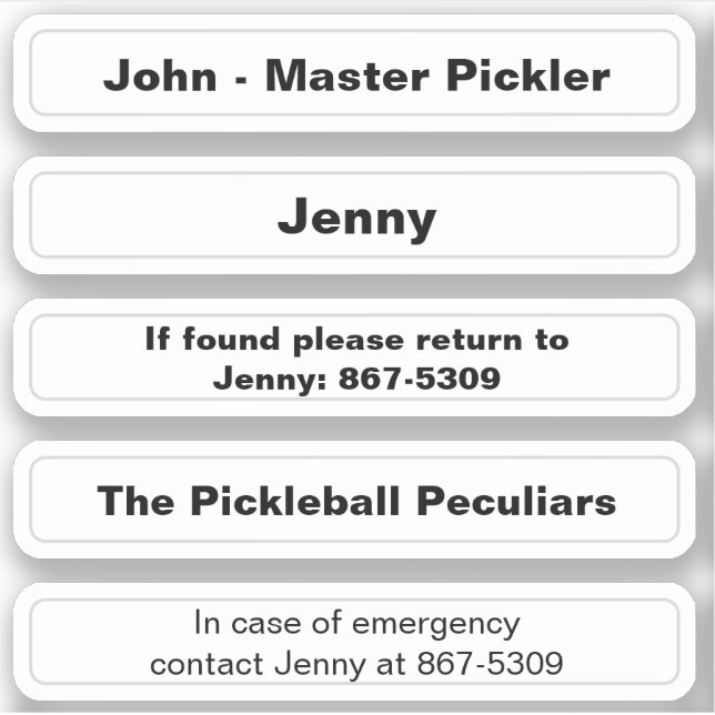Sticker Nom Pour Pickleball Paddle Edge - Personna (Devant)