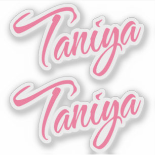Sticker Nom Taniya en rose cursive x2