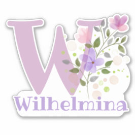 Sticker Nom Wilhelmina & Initial avec design floral