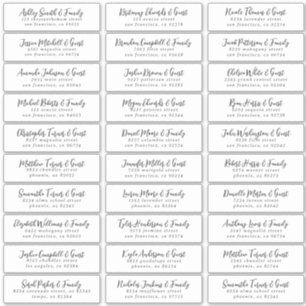 Sticker Noms d'invités Mariages simples en noir et blanc A