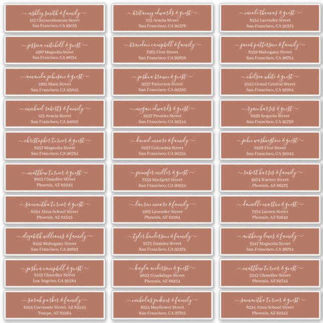 Sticker Noms et adresses des invités de mariage en script  (Devant)
