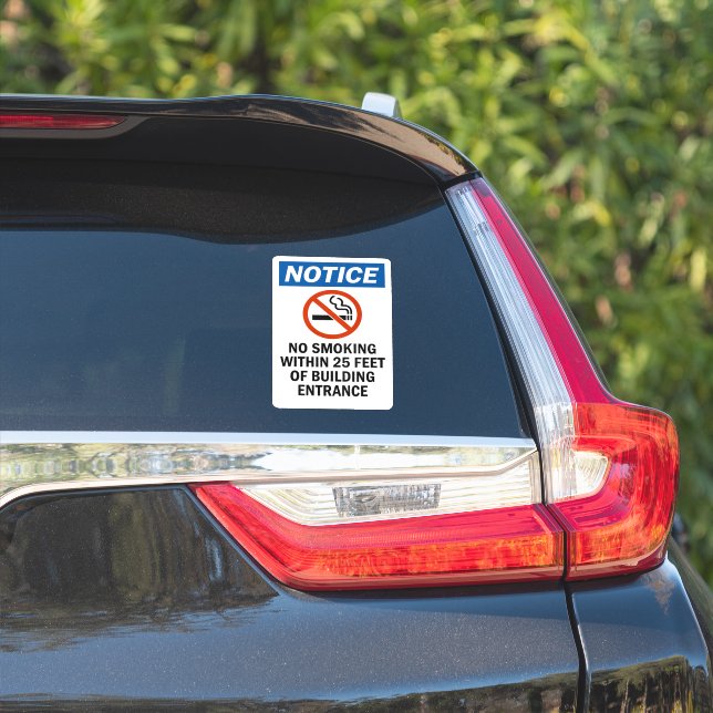 Sticker Notice No Smoking Within 25 Feet of Building  (Côté voiture)