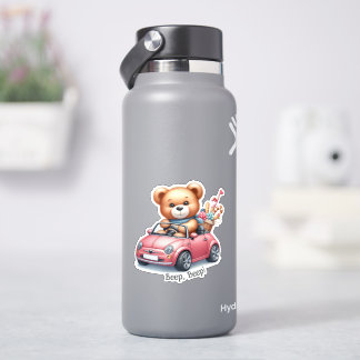Sticker Nounours conduisant une décapotable