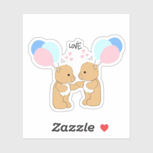 Sticker Nounours ours en peluche ballons amour