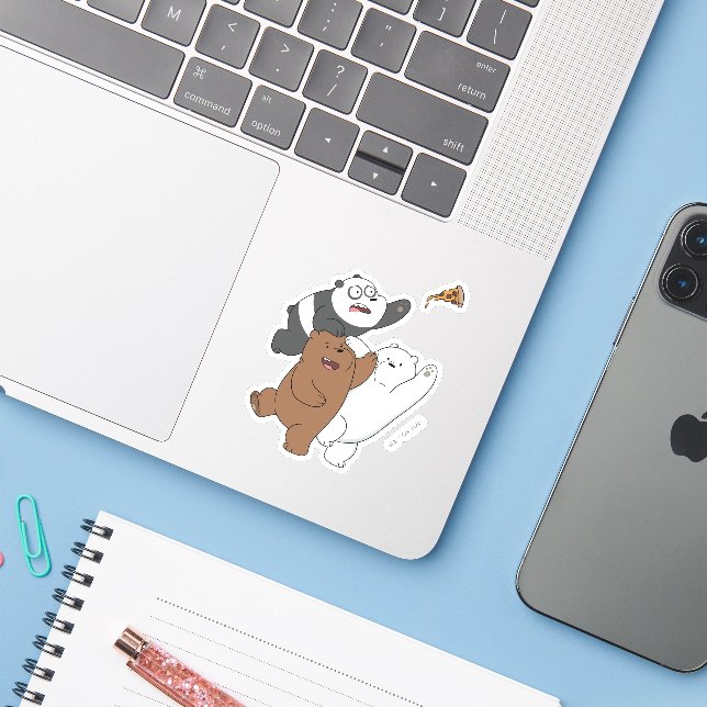 Sticker Nous Ours Nus - Dernière tranche de pizza (Ordinateur portable avec iPhone)