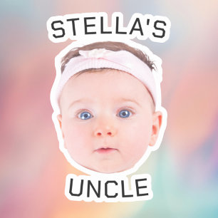 Sticker Nouveau cadeau Oncle, personnalisé bébé visage pho