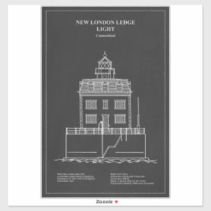 Sticker Nouveau phare de London Ledge - Connecticut - PD