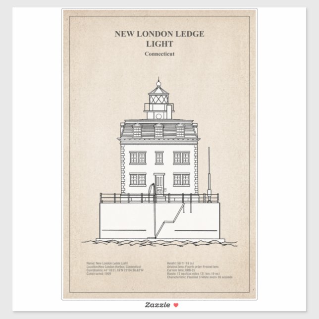 Sticker Nouveau phare London Ledge - Connecticut - SBD (Feuille)