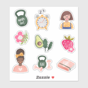 Sticker Nouveau Résolutions du Nouvel An Girly Illustrat