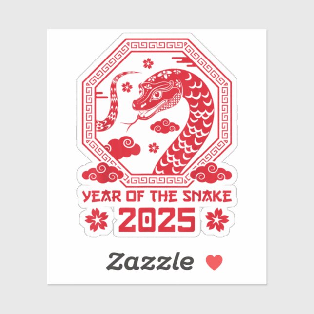 Sticker Nouvel An chinois 2025 Année du serpent (Feuille)