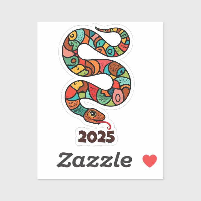 Sticker Nouvel An Chinois Du Serpent À Bois Vert 2025 (Feuille)