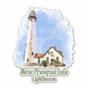 Sticker Nouvelle aquarelle du phare de Presque Isle - Mich