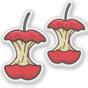 Sticker Noyau de pomme mangé fruits amusants de style rétr