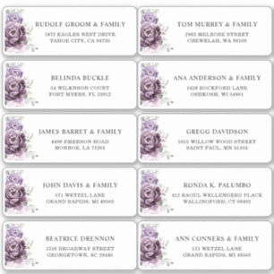 Sticker Nuances de pourpre poussiéreux Plum Mariage Adress