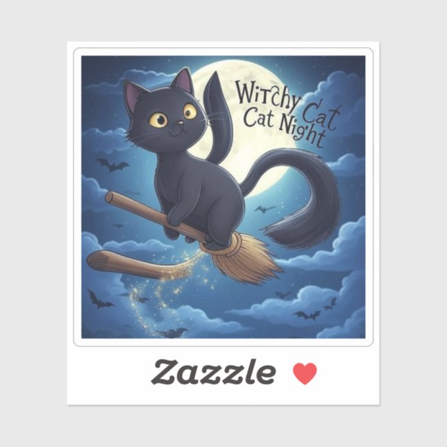 Sticker Nuit de chats de cuisine - Halloween de chats noir (Feuille)