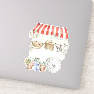 Sticker Nuit Fleur Marché Aquarelle Cottagecore Art