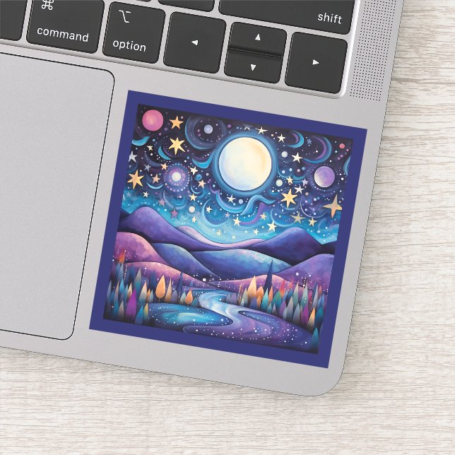 Sticker Nuit lunaire Big Moon Paysage (Détail)