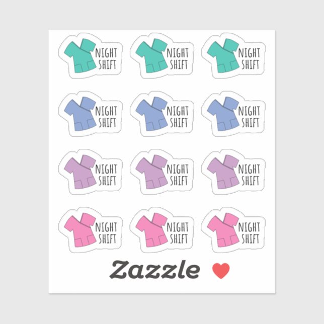 Sticker Nuit Shift Rappel Infirmière Docteur Scrubs Planif (Feuille)