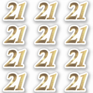 Sticker Numéro 21 Faux Gold 21e anniversaire