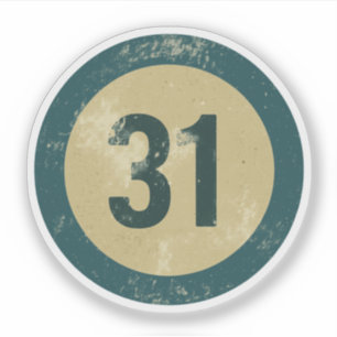 Sticker Numéro 31 en détresse vintage