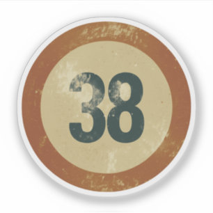 Sticker Numéro 38 Vintage en détresse