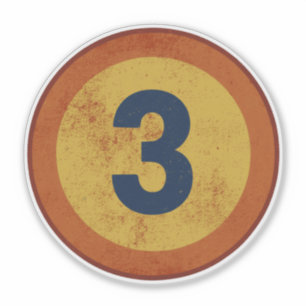 Sticker Numéro 3 en détresse vintage