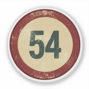 Sticker Numéro 54 en détresse vintage