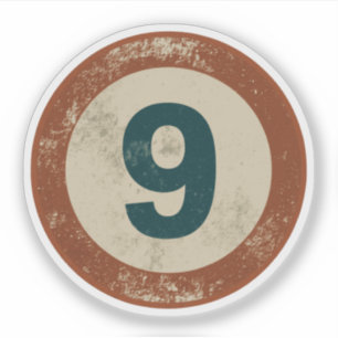 Sticker Numéro 9 Vintage en détresse