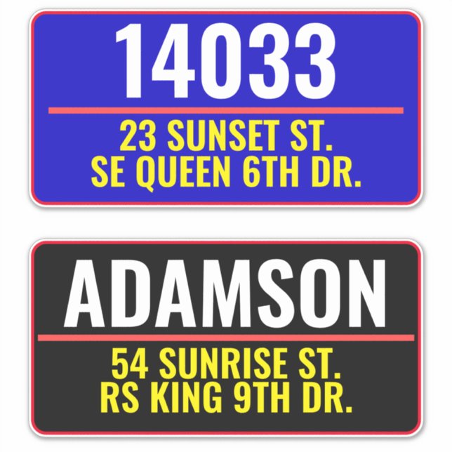 Sticker Numéro de boîte aux lettres de rue d'adresse (nom  (Devant)