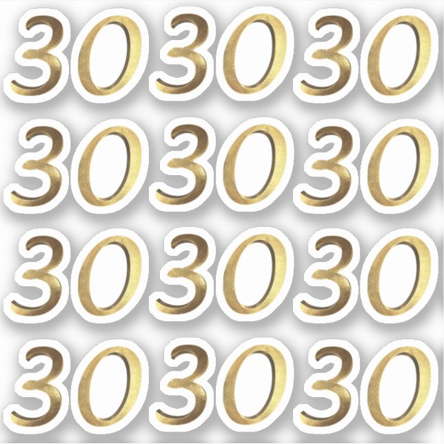 Sticker Numéros 30 Faux Gold 30e anniversaire (Devant)