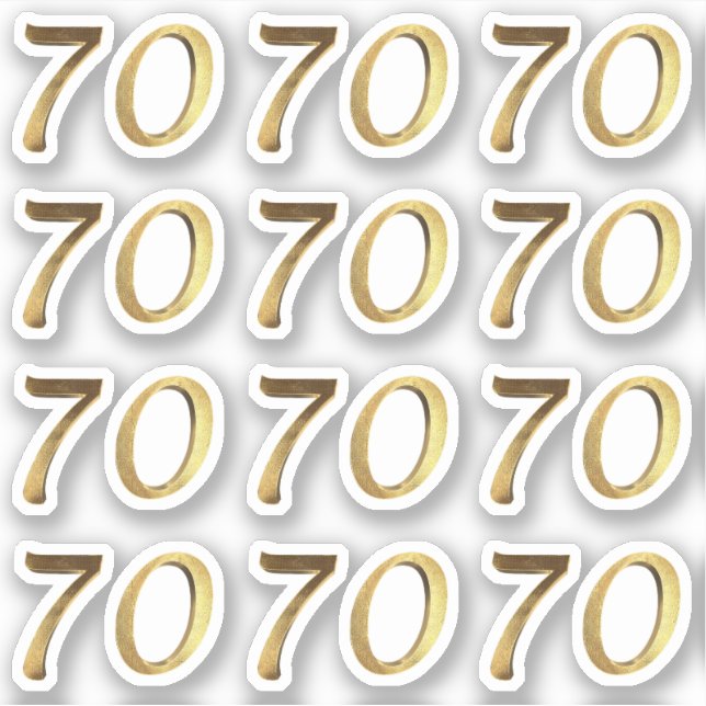 Sticker Numéros 70 Faux Gold 70e anniversaire (Devant)