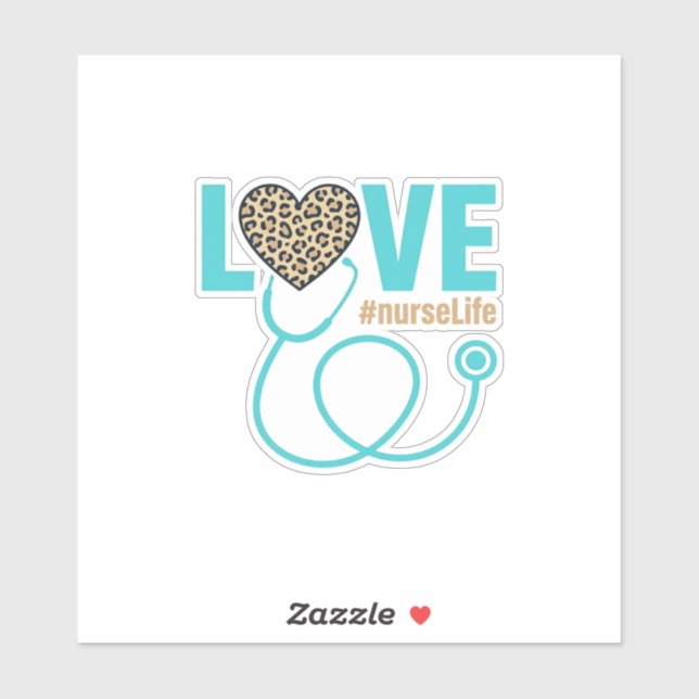 Sticker Nurse Love Leopard Stethoscope Vector Design_1 (Feuille)