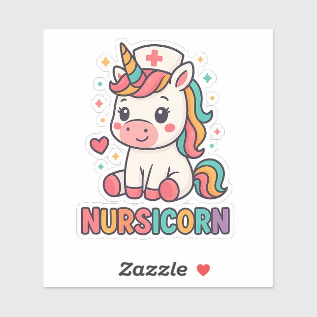 Sticker Nursicorn Cute Unicorn Nurse (Feuille)