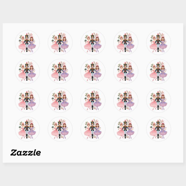 Sticker-Nutcracker Ballet-Whimsical Christmas Runder Aufkleber (Blatt)
