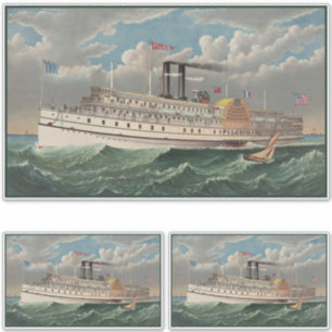 Sticker NY Voyage Grand Paddlewheel Bateau à vapeur Le Pèl