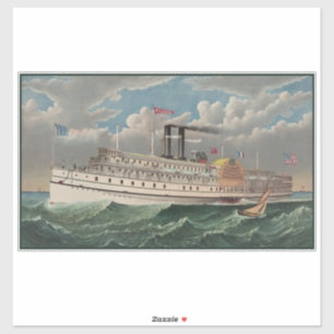 Sticker NY Voyage Grand Paddlewheel Bateau à vapeur Le Pèl