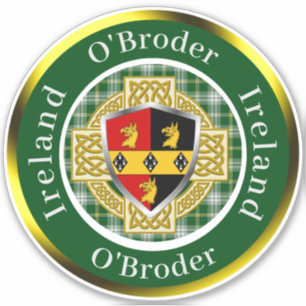 Sticker O'Broder Irish Shield & Celtic Cross Personnalisé
