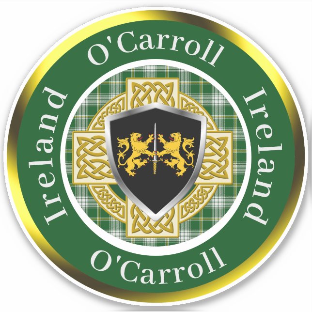 Sticker O'Carroll Bouclier irlandais/Croix celtique person (Devant)