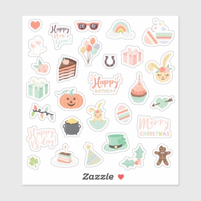 Sticker Occasions spéciales Jeu d'autocollants de fête de  (Feuille)