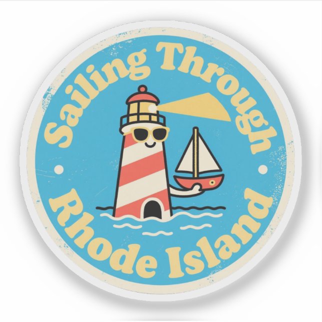 Sticker Ocean State Charm_ Rhode Island Lighthouse Vintage (Devant)