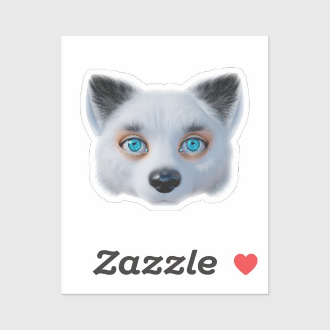 Sticker Oeil bleu renard argenté classique (Feuille)