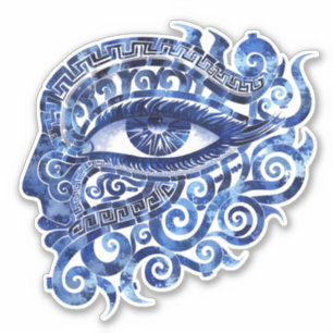 Sticker Oeil mal grec Abstrait avec clé grecque