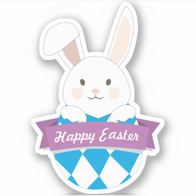 Sticker Oeuf de Pâques. Lapin de Pâques.Joyeux Pâques (Devant)