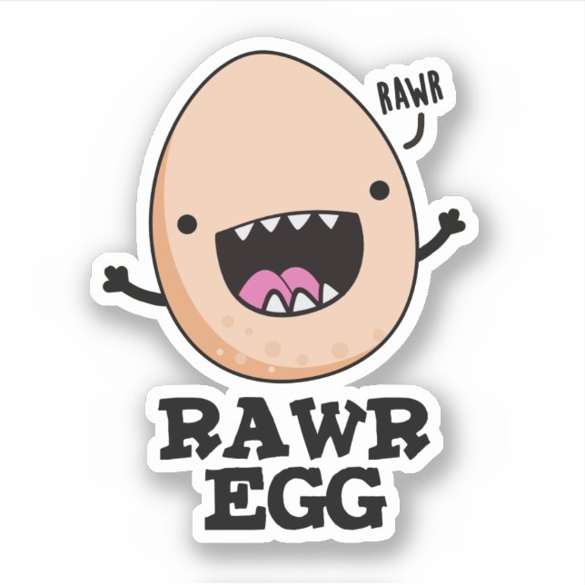 Sticker Oeuf Rawg Funny Roaring Pun Oeuf Raw (Devant)