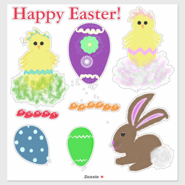 Sticker Oeufs de lapin de Pâques Laser Coupe Vinyl (Feuille)