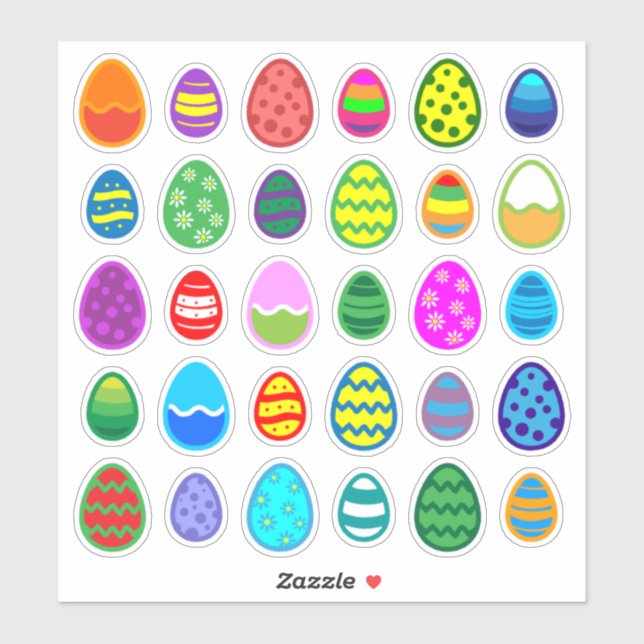 Sticker OEufs de Pâques colorés (Feuille)