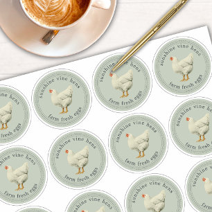 Sticker Oeufs frais de ferme Carton vert d'oeuf 2,5 pouces