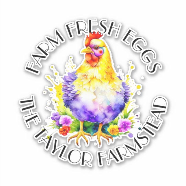 Sticker Oeufs frais de ferme | Personnalisé (Devant)